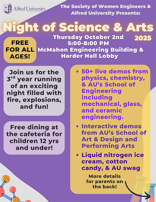 poster promoting Night of Science and Arts 2025
