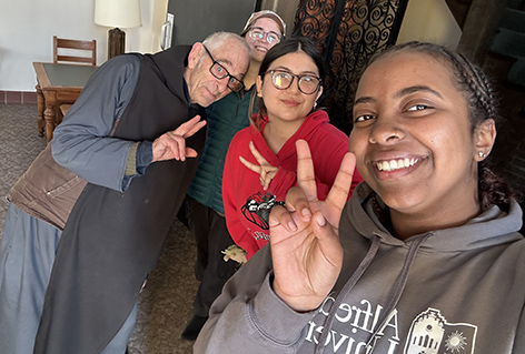 Brother Bruno with Alfred University religious studies students