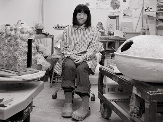 woman with some sculpture art