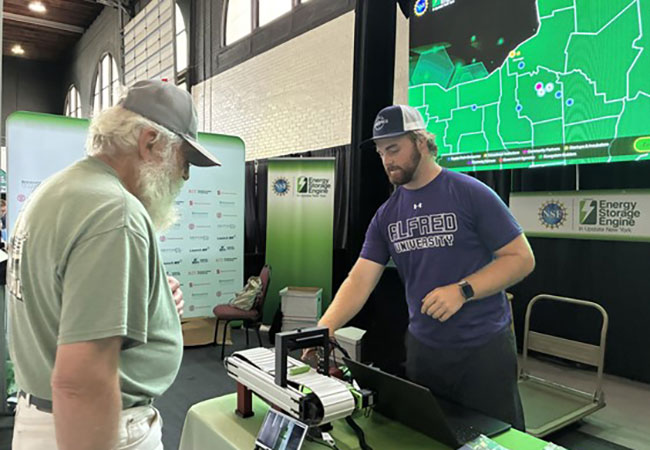 man giving demonstration to an order man with beard