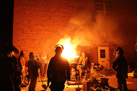 people gathered around fire