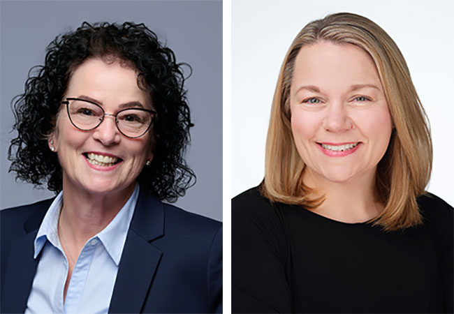 headshots of two women, one with glasses