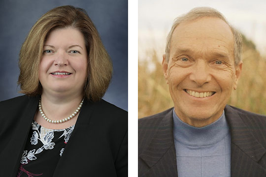 headshots of a woman and a man