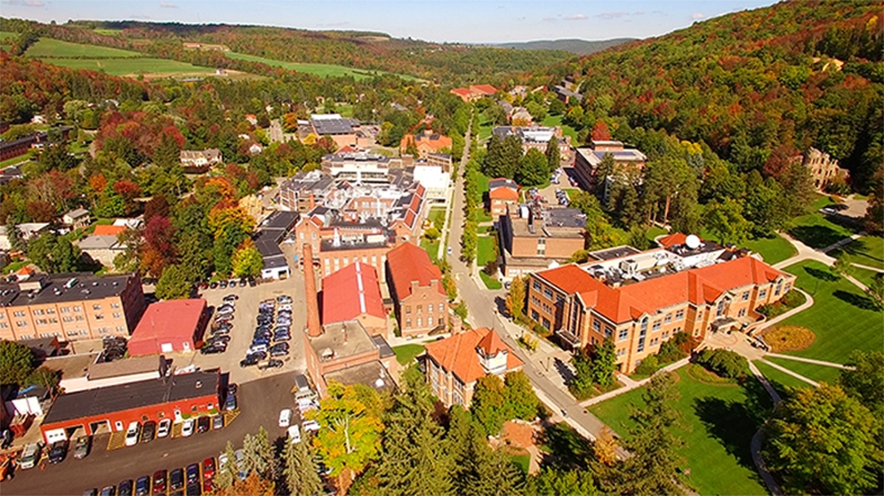 Drone shot of Alfred University