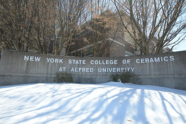 New York State College of Ceramics sign at Pine Street entrance