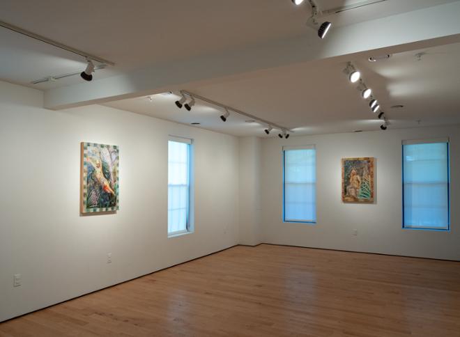 multiple works on display in room