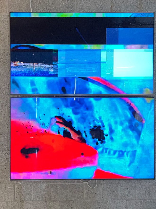 Blue and Red multimedia installation