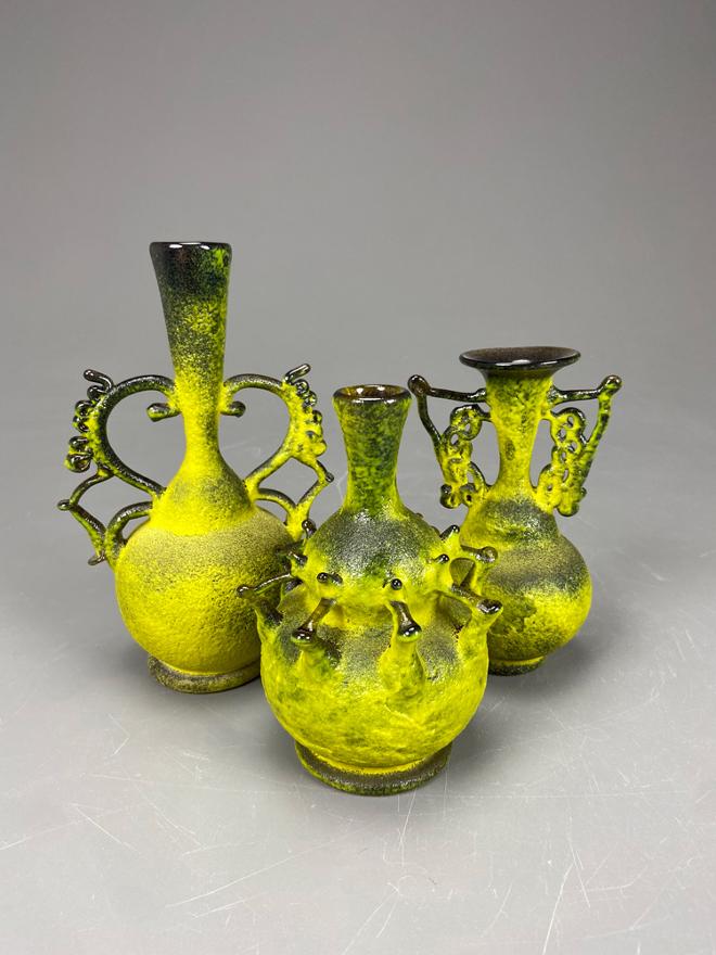 Three Light Green Vase Ceramics