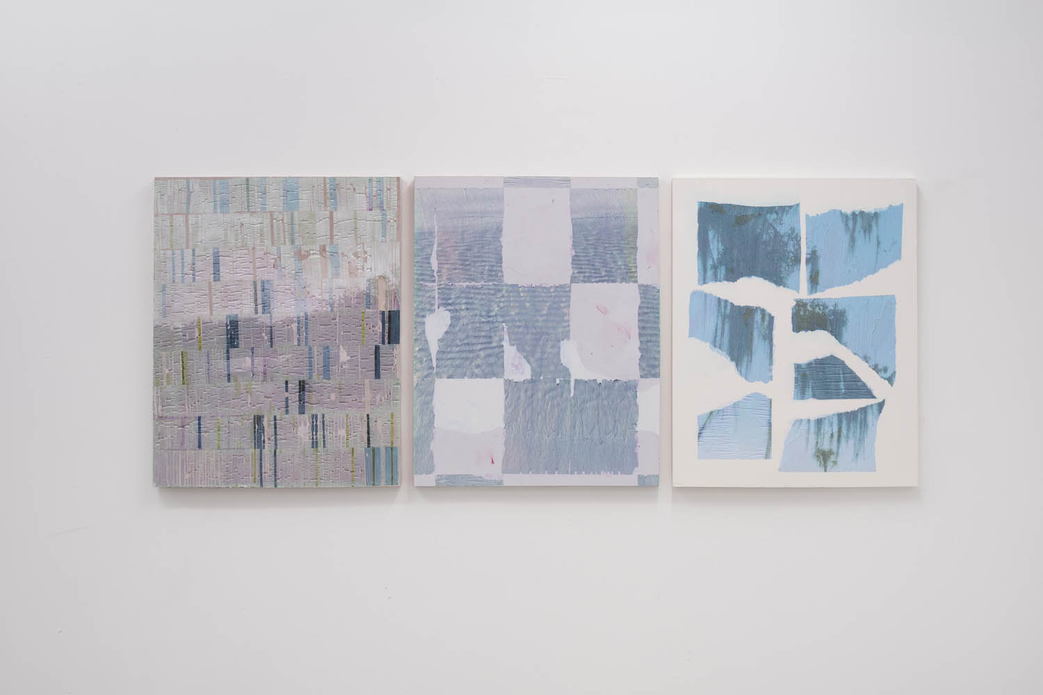 three works on white wall