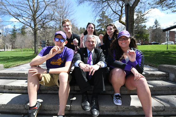 Saxon Circle Student members posed with President Zupan