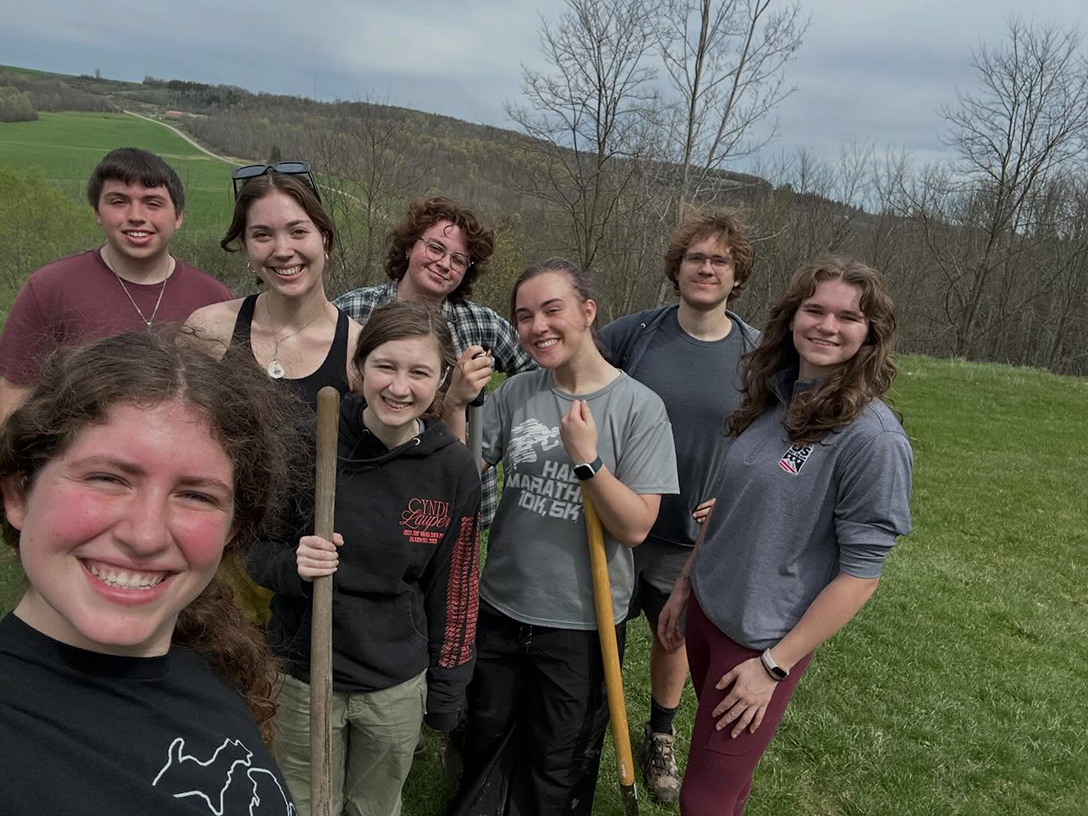 A photo of students in the Alfred Goes Green club at Alfred University