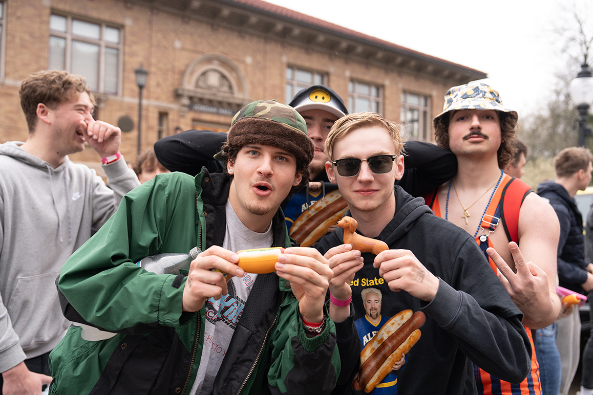 A photo of students during Hot Dog Day