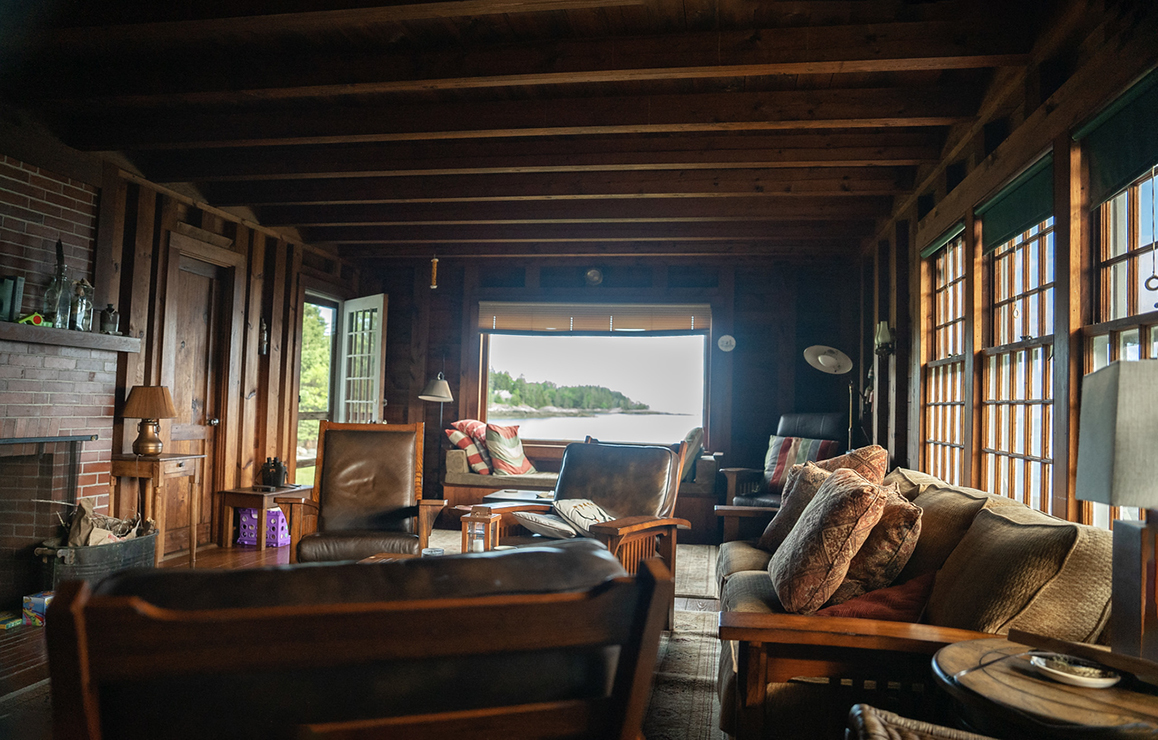 A photo of a the inside of a beach house in Maine