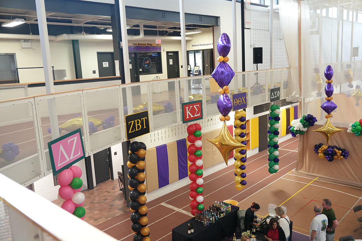 A photo of the Joyce Walton Center on Alfred University campus decorated for Reunion