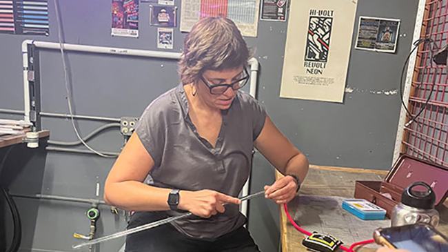 A photo of Professor Sarah Blood hosting a workshop