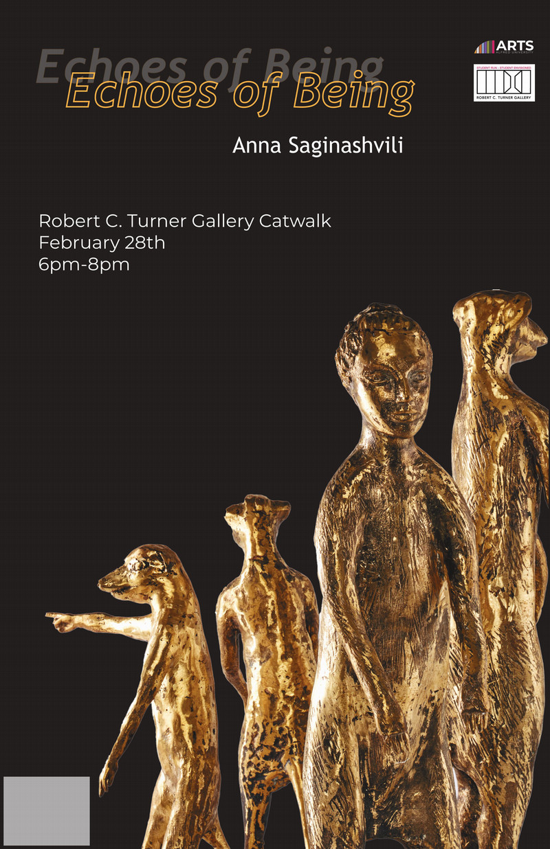image of golden ceramic figures with event information