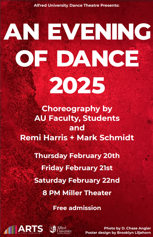 red poster with event text