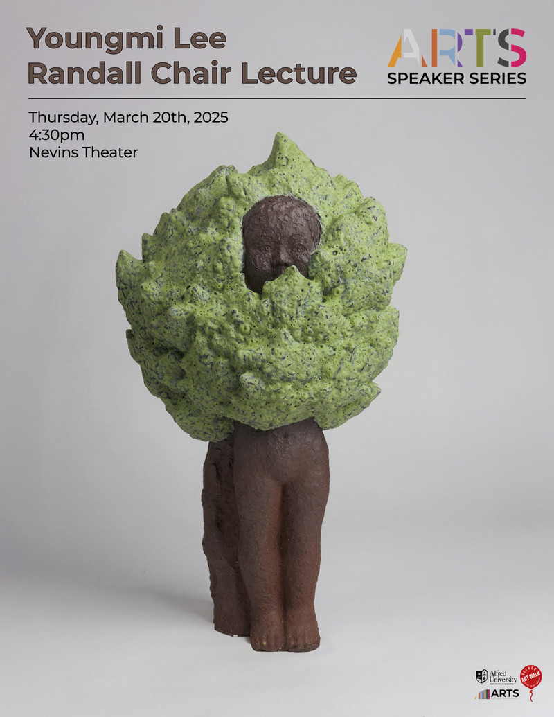 leeyoungmi's lecture poster with brown and green sculpture in the middle