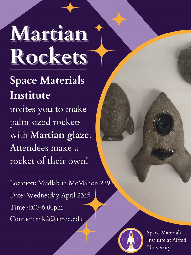 martian rocket poster with purple background with picture of palm sized rocket