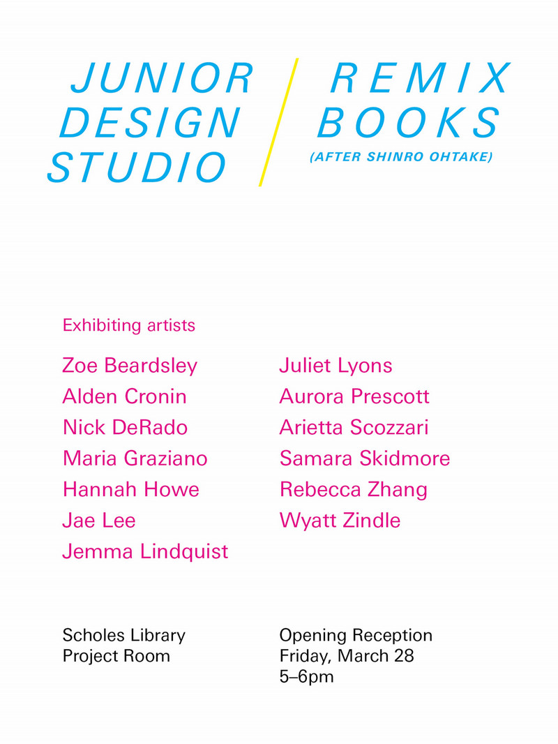 Remix Books: After Shinro Ohtake Junior studio design poster opening reception March 28th 5pm