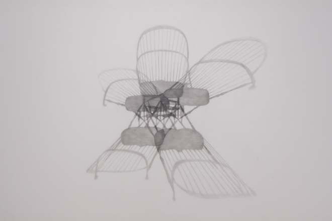 drawing of a chair with shadows at all different angles
