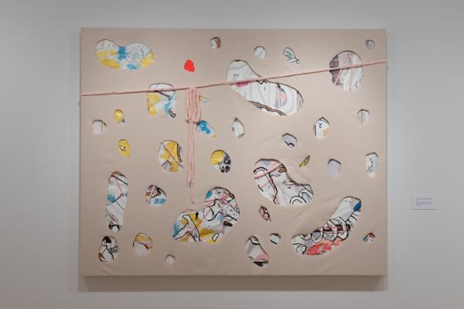 colorful painting on a tan background