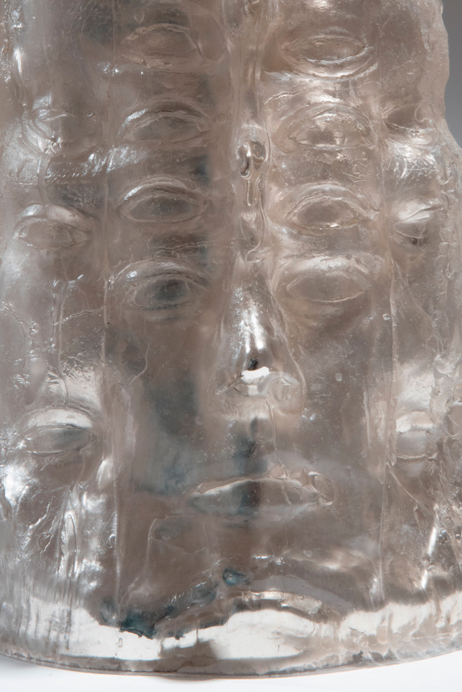 detail look at impressions of various eyes and a mouth