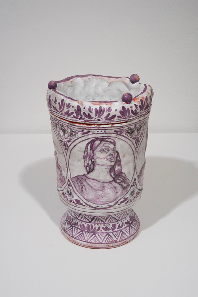 vase with a vintage style portrait 