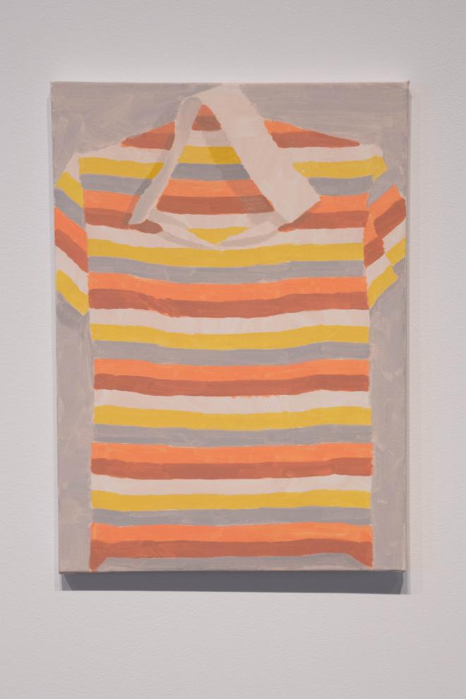 Roger White painting of a striped polo shirt