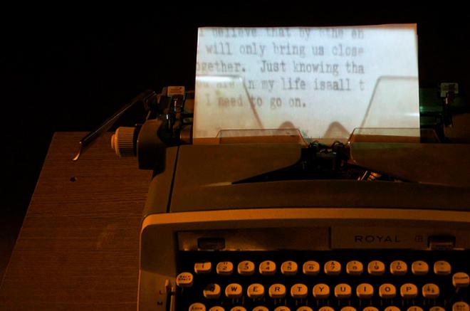 Typewriter Projecting the Paper
