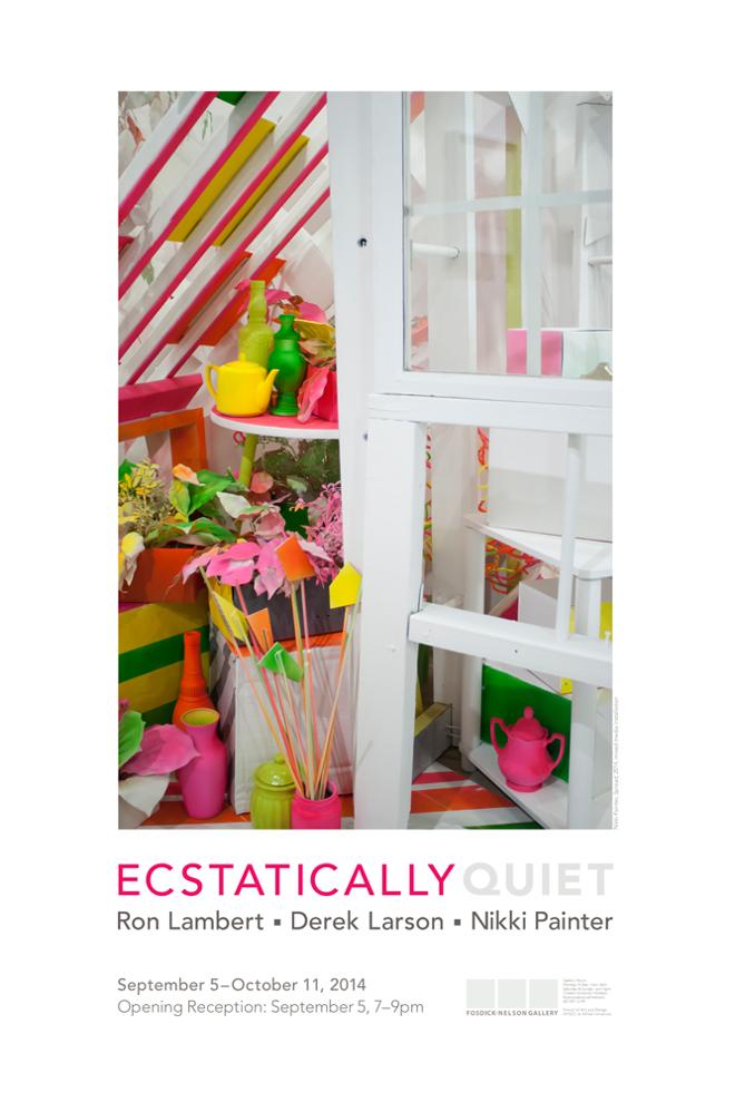 ecstatically quiet poster featuring bright colorful plants and accents