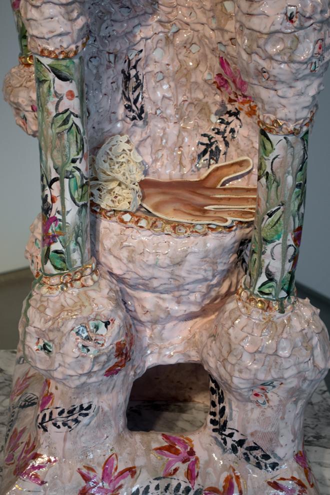 Ceramic Sculpture with hands and leaves