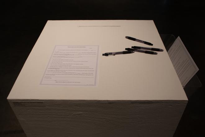 table with pens