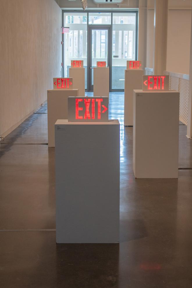 series of exit sign pieces