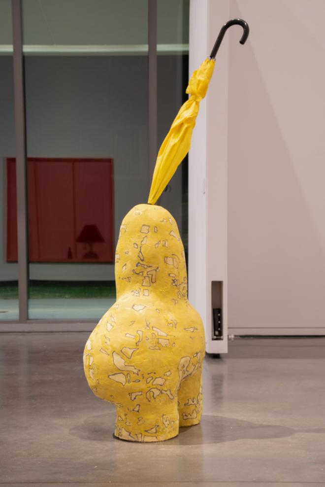 sculpture with umbrella