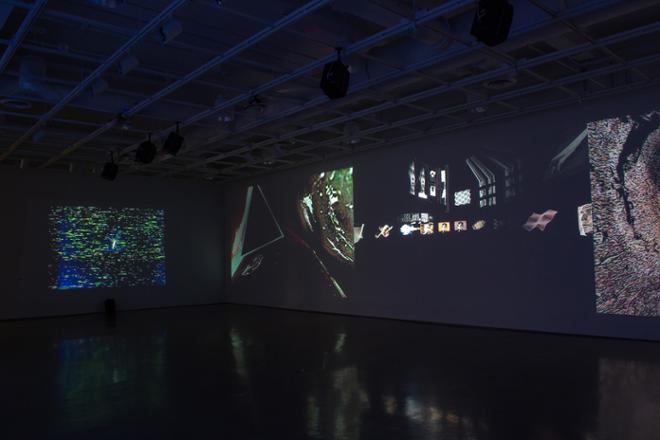 video stills projected on walls