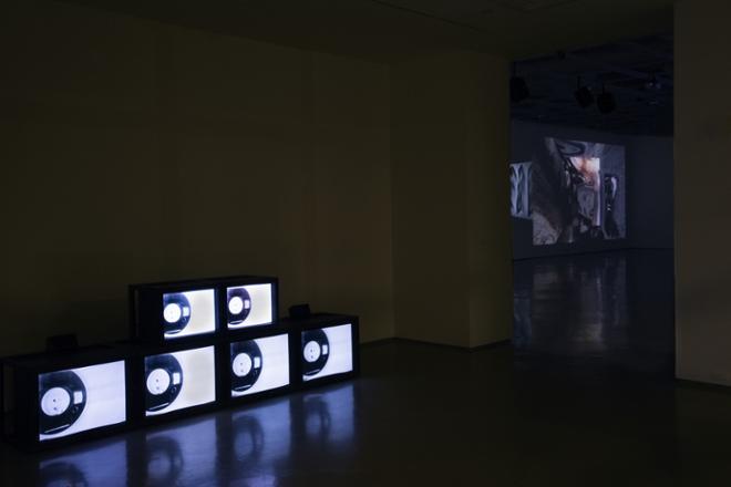 group of video on monitors on floor