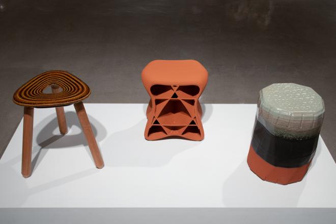 three stool or small side table sculptures paired together