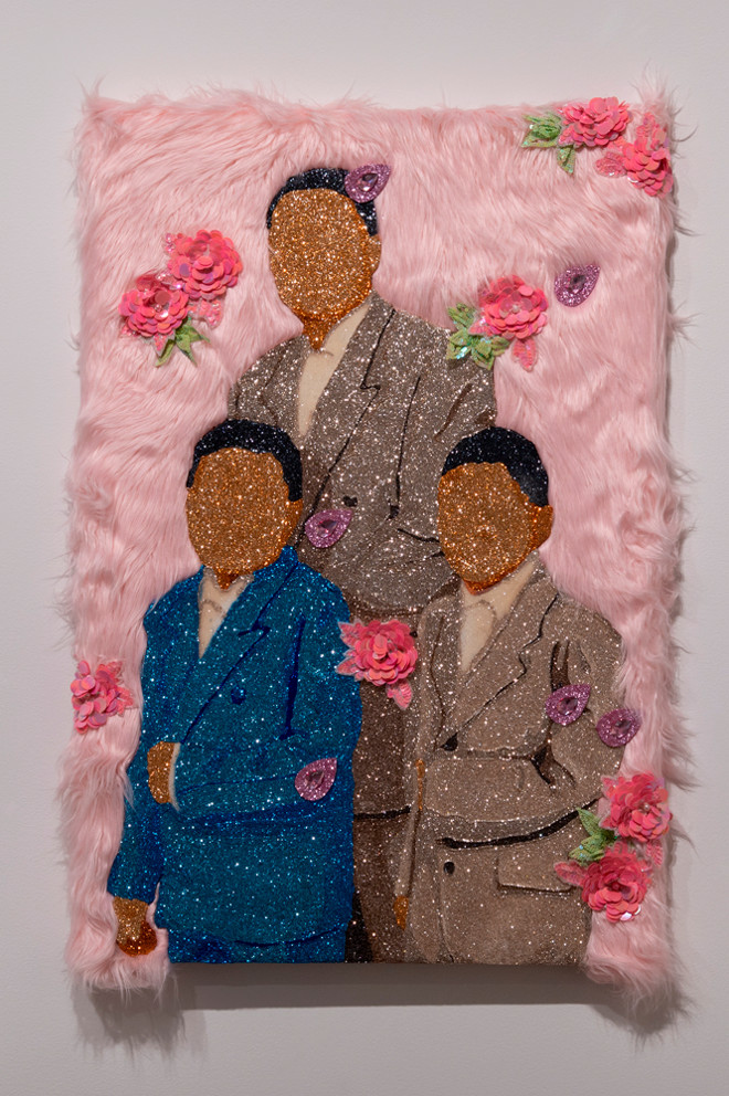 art piece of figures using various colorful materials by Moises Salazar Tlatenchi