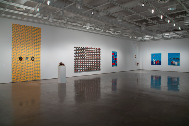 display of various art pieces by Sharon Norwood and Arleene Correa Valencia