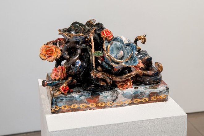 sculpture of various flowers by Sharon Norwood