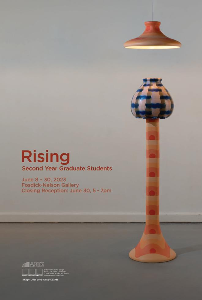 poster details with a sculpture vase on a pedestal and an overhead light shade
