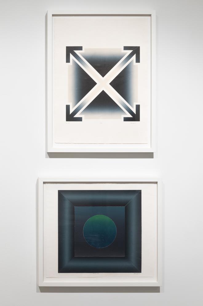 two gradient patterned prints grouped together