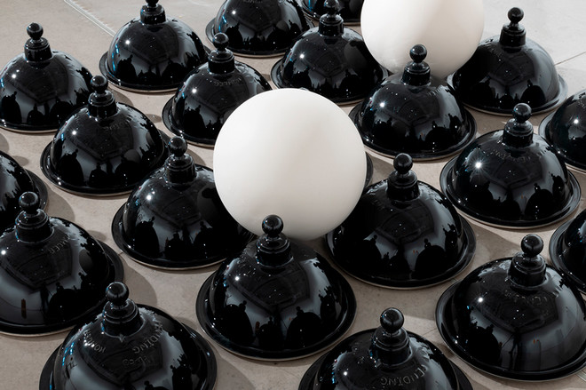 detail look at sculpture on the floor