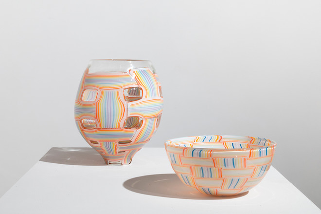 colorful set of a vase and a bowl