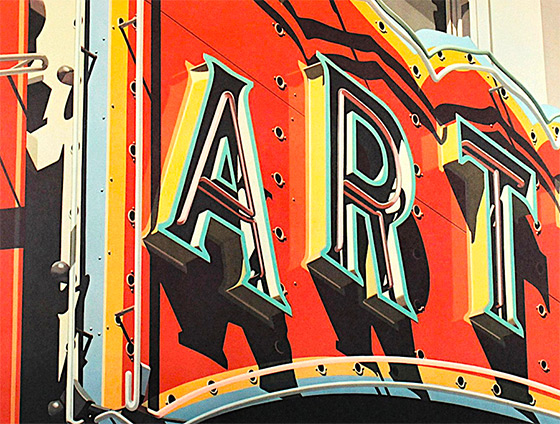 print of a neon sign that says ART