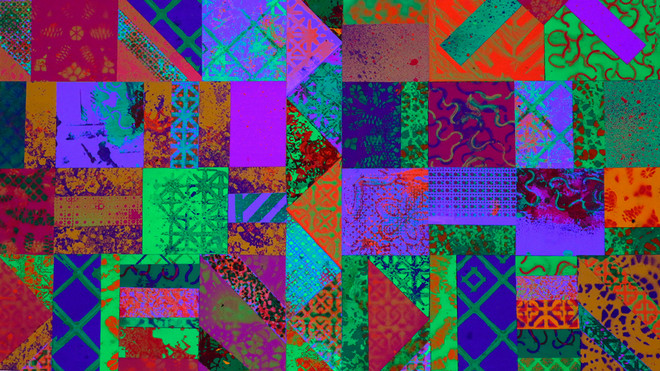 glowing patterns in checkerboard fashion