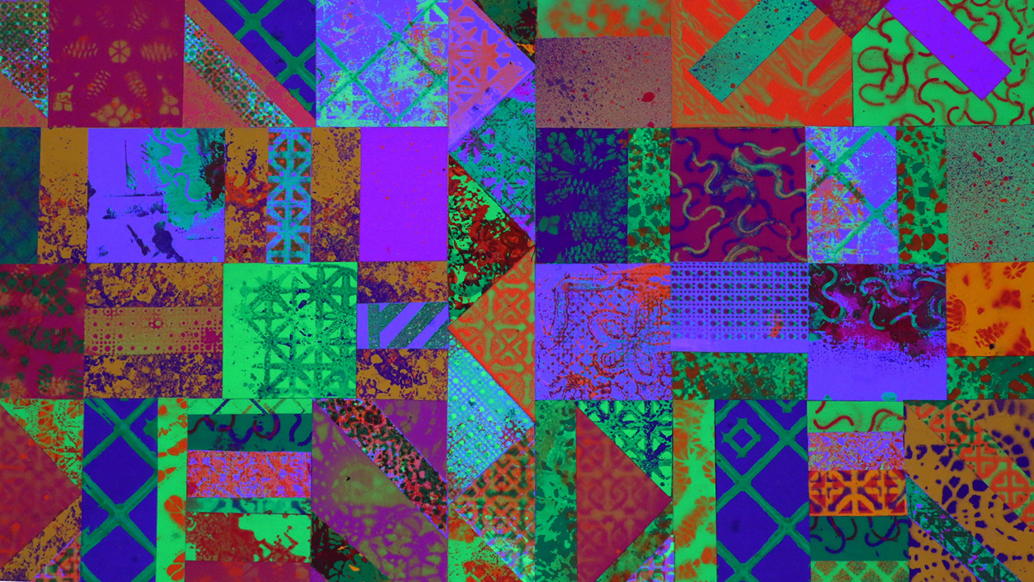 glowing patterns in checkerboard fashion