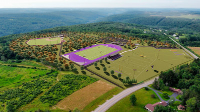 aerial panoramic rendering of the new saxon hill sports complex