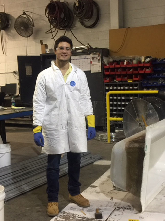 Internship student at an industrial site